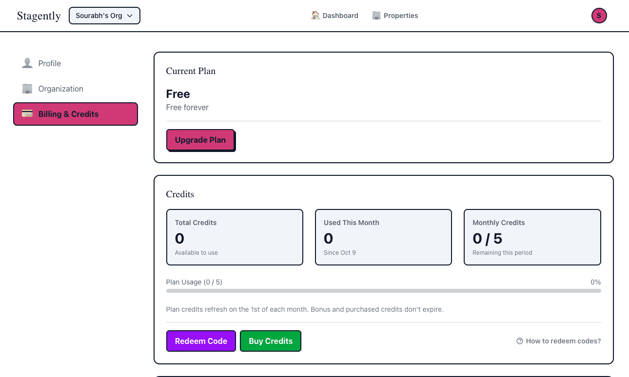 Organization settings page showing the Billing tab